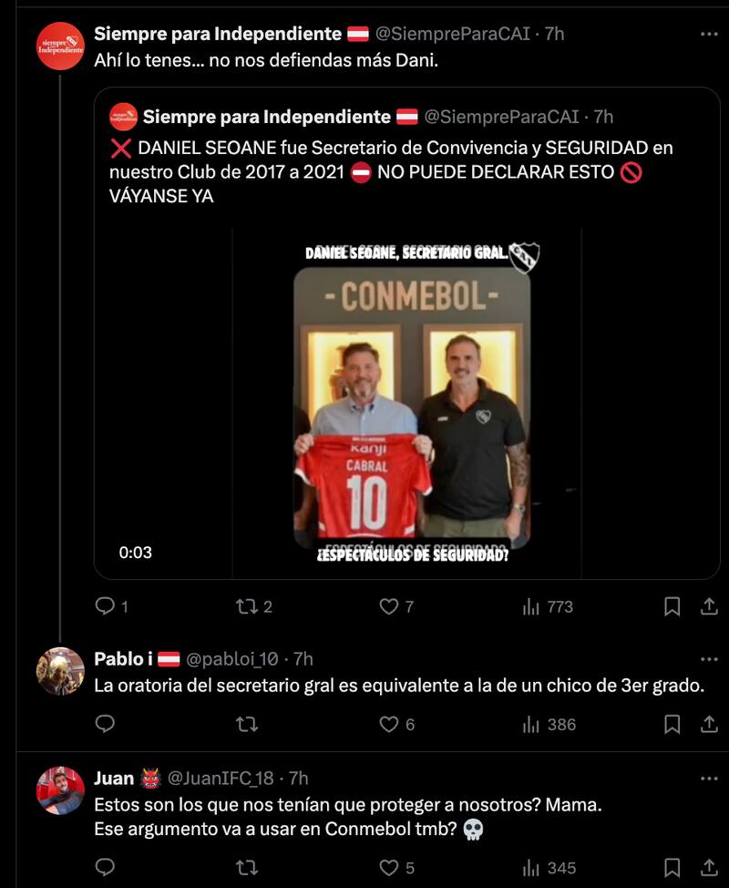 Hinchas cuestionaron las declaraciones de Daniel Seoane.