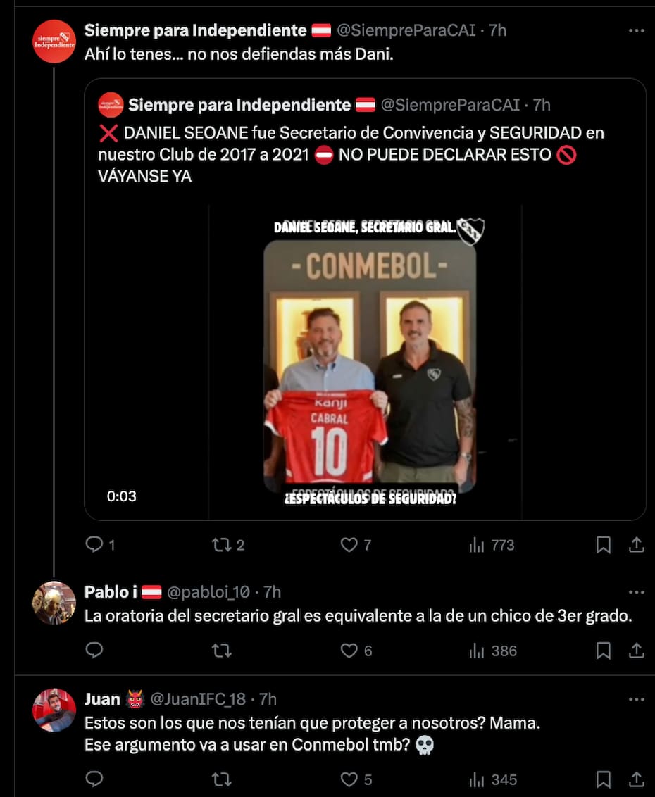 Hinchas cuestionaron las declaraciones de Daniel Seoane.