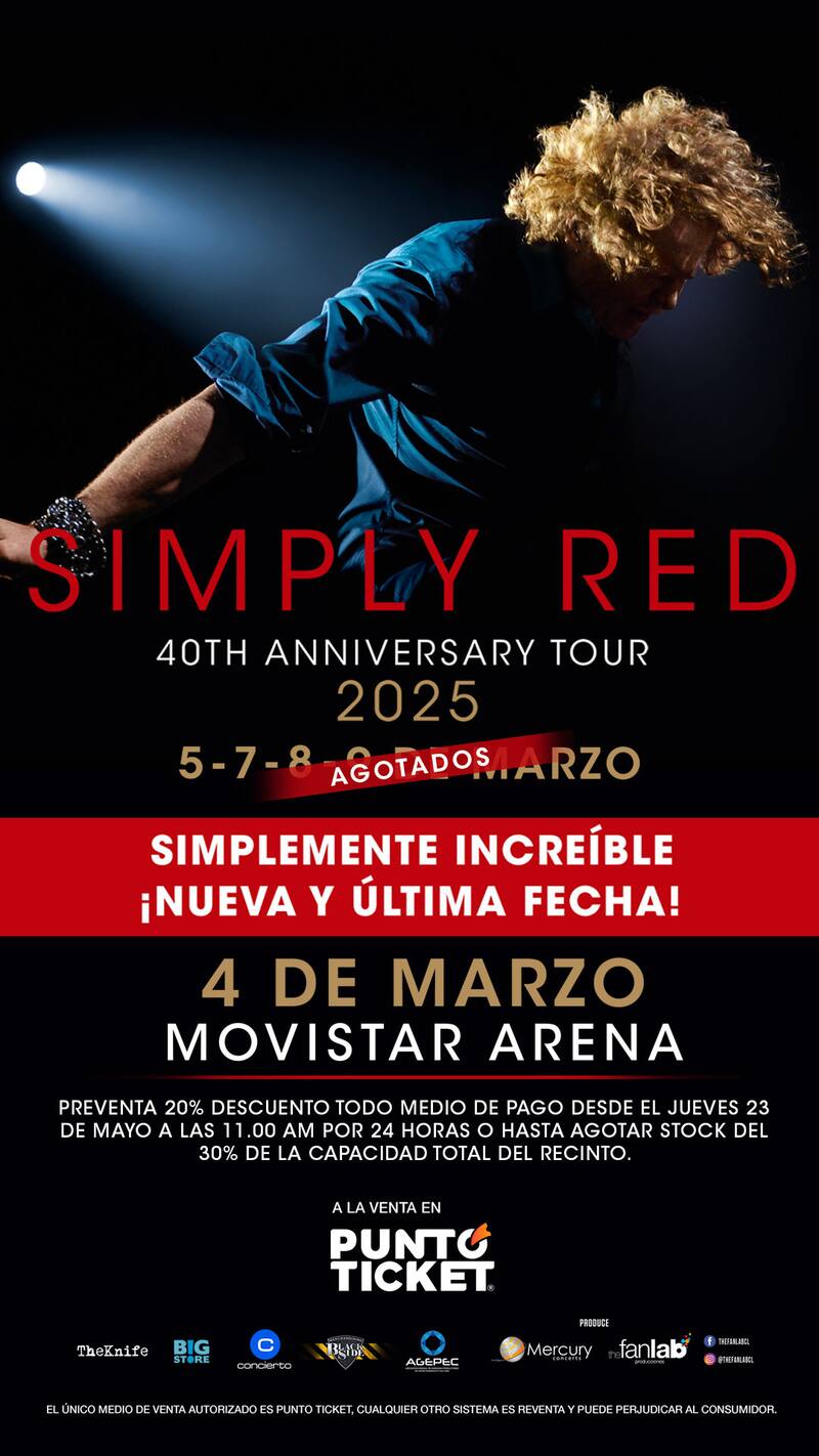 Simply Red anuncia quinta fecha en Chile.