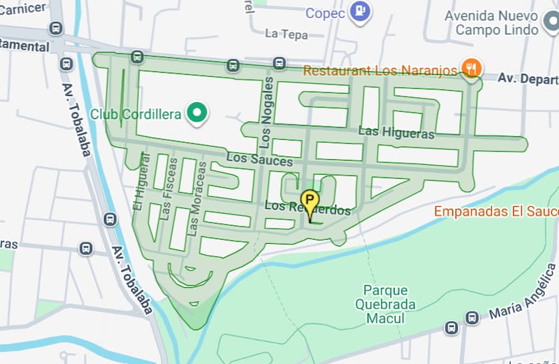 La interrupción afectará a esta zona de la comuna. Foto: Aguas Andinas.