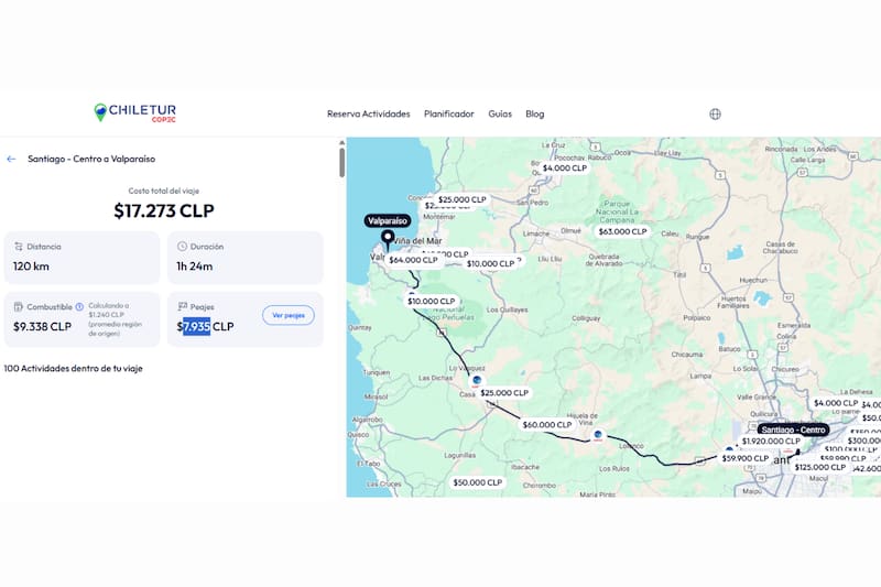 El vaije tiene una duración cercana a la hora y media desde el centro de la capital. Créditos: Chiletur