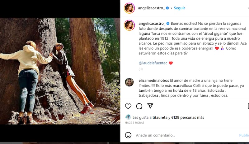 Publicación de Instagram de Angélica Castro