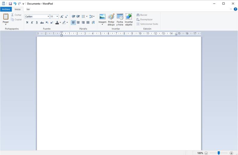 Así se ve actualmente WordPad.