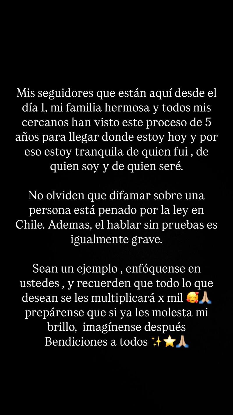 Esta es la segundo parte del mensaje de la artista.