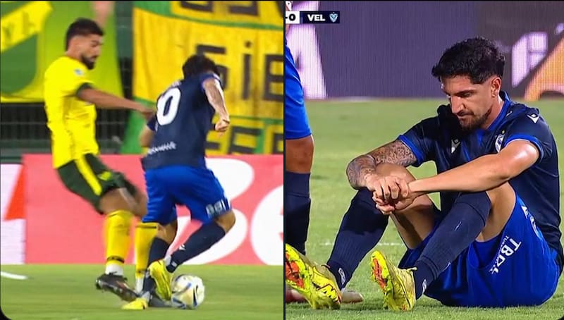 La fuerte entrada de Emiliano Amor sobre el volante chileno.