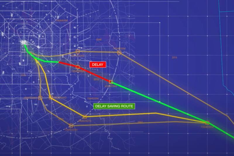 Así se ve una versión de una aplicación de navegación de aviación para teléfonos inteligentes basada en información disponible en la DIP de la NASA.