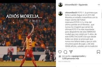 'Chino' Millar se despidió del Morelia: "Gracias por el cariño y respeto"