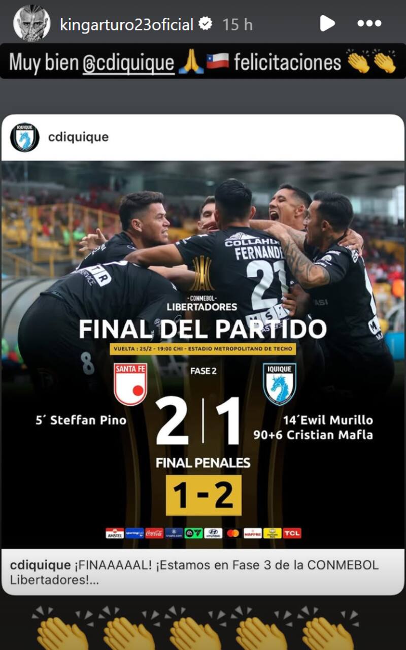 El King felicitó a Deportes Iquique en redes sociales.