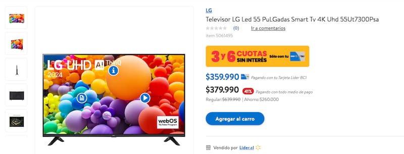 Esta es la TV LG con 41% de descuento en Lider.cl.