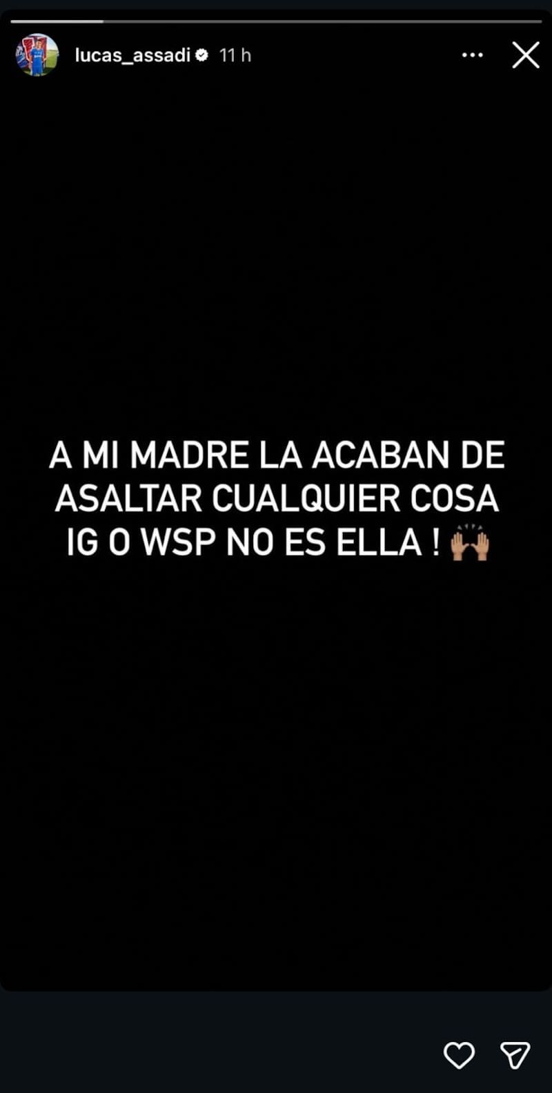 El mensaje de Lucas Assadi.