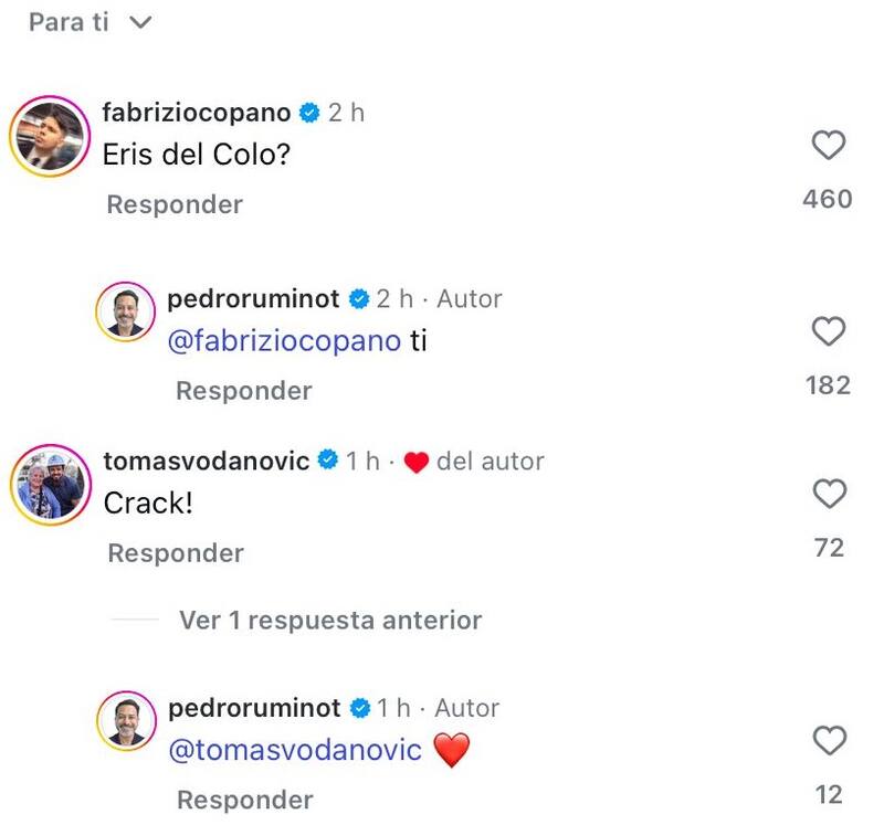 Algunos de los mensajes que recibió en su último posteo de Instagram.