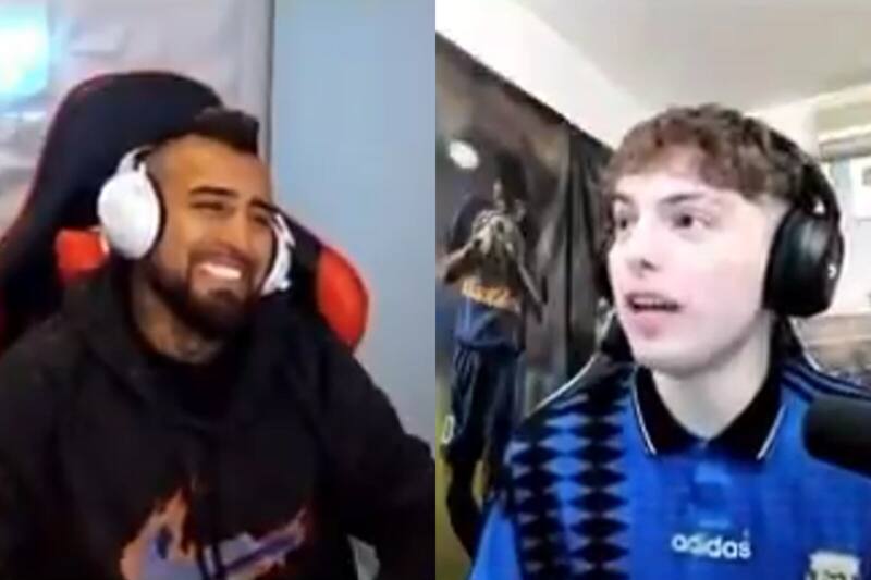 Davo Xeneize en una de las transmisiones con Arturo Vidal.