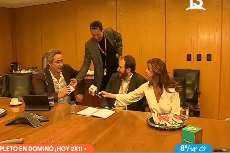 Priscilla Vargas, José Luis Repenning y Max Luksic, su jefe en canal 13