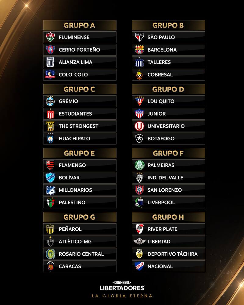 Los grupos de la Copa Libertadores 2024