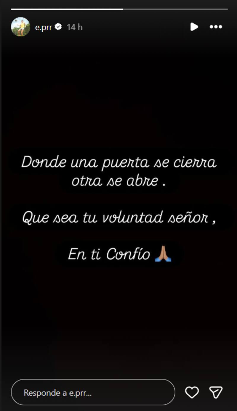 Su mensaje en Instagram.