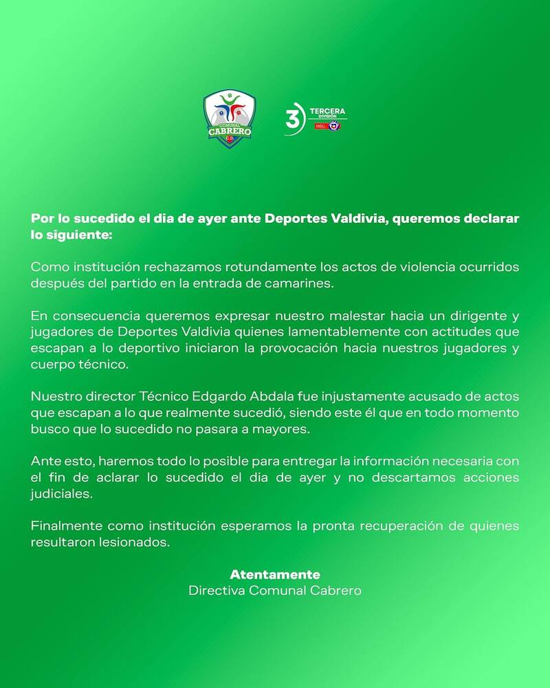 tras lo ocurrido ante Deportes Valdivia.