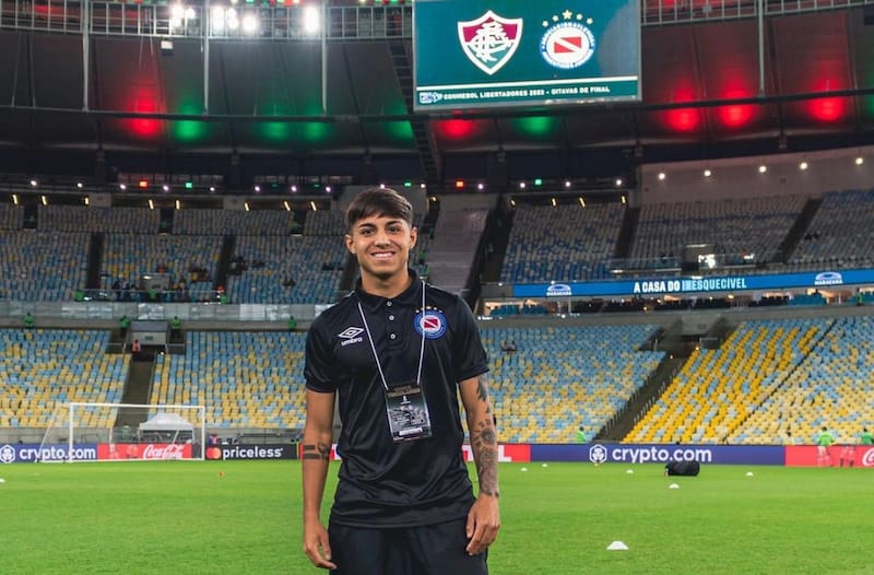 Mateo Maldonado en el partido ante Argentinos Juniors y Fluminense por Copa Libertadores.