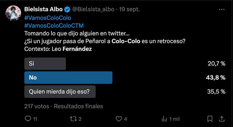 Hinchas de Colo Colo piden a Leonardo Fernández, ex U, como refuerzo para el 2025.