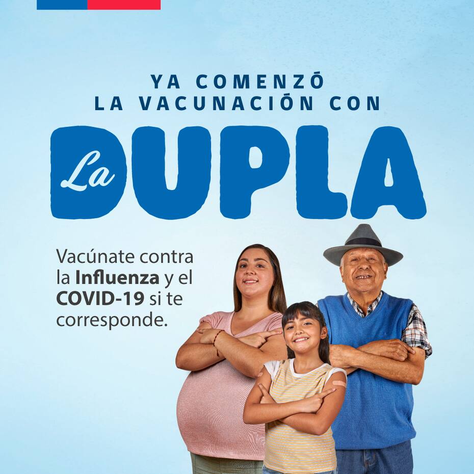 El Ministerio de Salud hizo un llamado a vacunarse contra la Influenza y el Covid-19. Gráfica: Minsal.