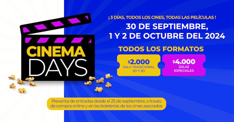 Los precios para el ¡Cinema Days 2024!