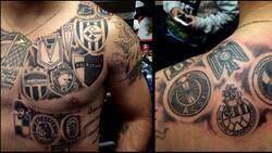 Leo Monje se tatuó los equipos que defendió a lo largo de su carrera