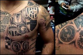 Leo Monje se tatuó los equipos que defendió a lo largo de su carrera