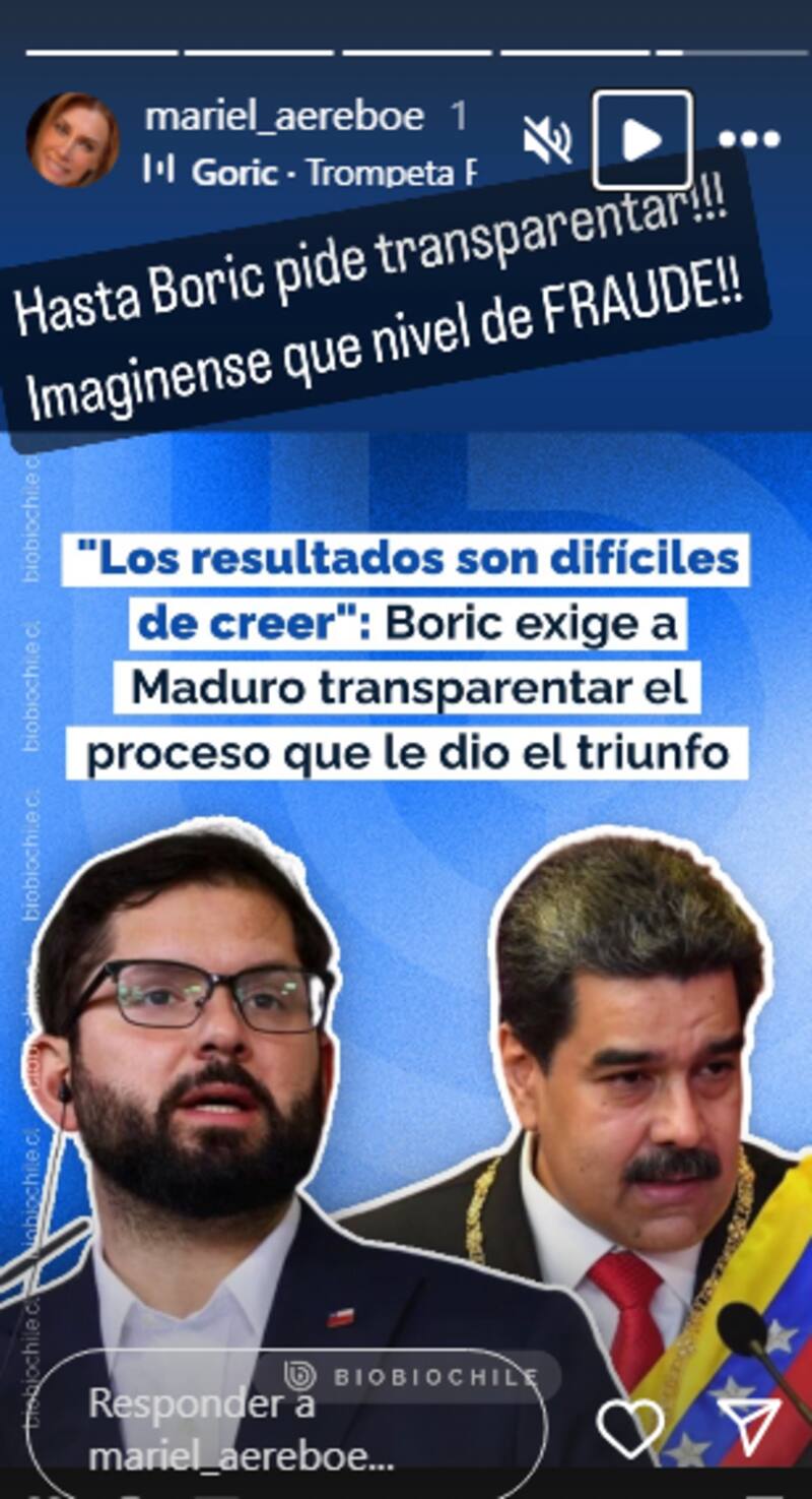 Mariel Aereboe se pronunció frente a las elecciones en Venezuela.