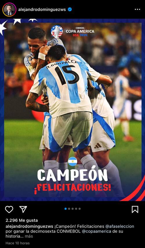 Alejandro Domínguez desactivó los comentarios en sus redes sociales.