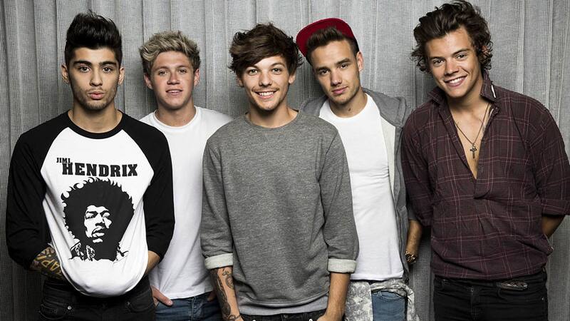 EMBARGO -- do not use before 8/21/13
WESTWOOD, CA -- AUGUST 6, 2013--The vocal group One Direction is photographed during a day of press for toy maker Hasbro, at the W Hotel in Westwood, Aug. 6, 2013. From left: Zayn Malik, Niall Horan, Louis Tomlinson, Liam Payne and Harry Styles. (Jay L. Clendenin / Los Angeles Times)