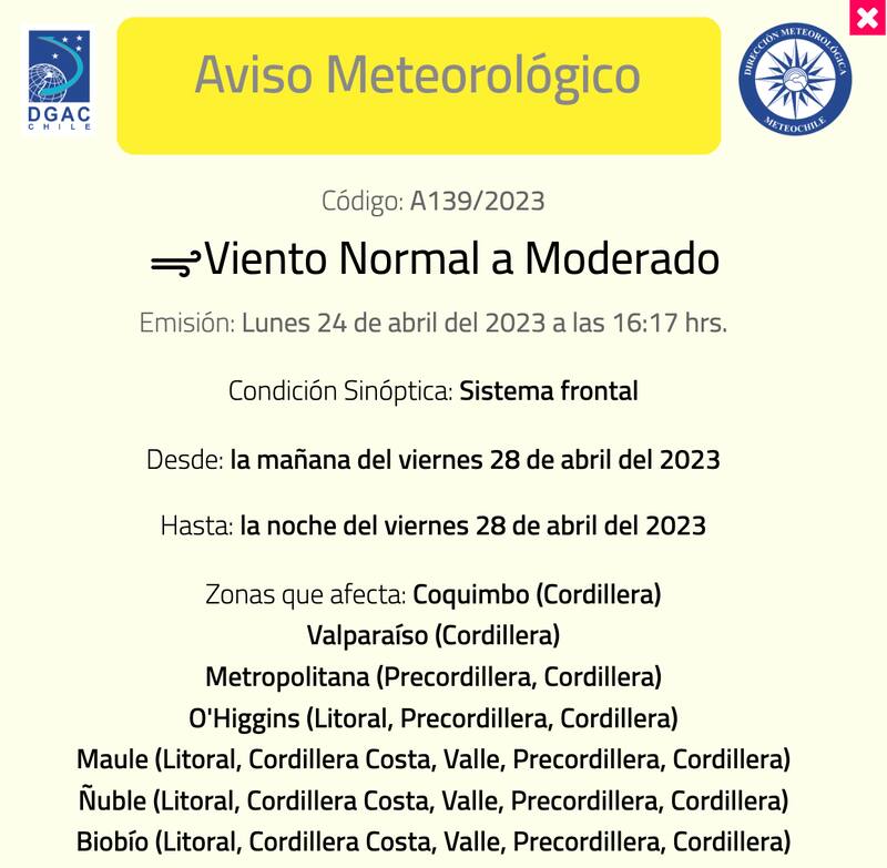 El viento llegará con fuerza durante este viernes a 7 regiones del país.