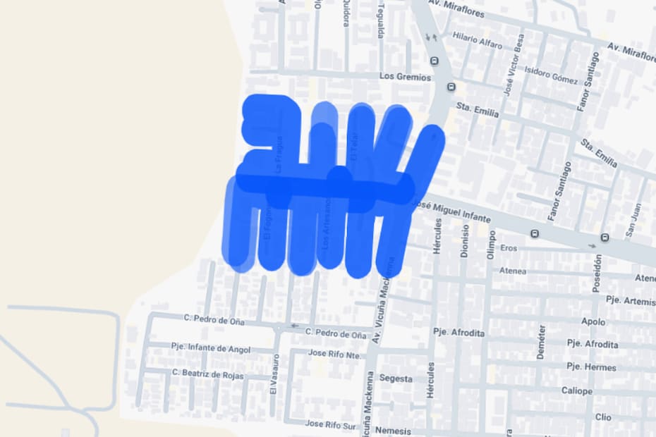 Sector afectado por el corte de luz.
