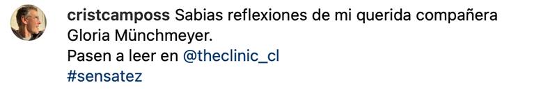 Cristián Campos compartió dichos de Gloria Münchmeyer.