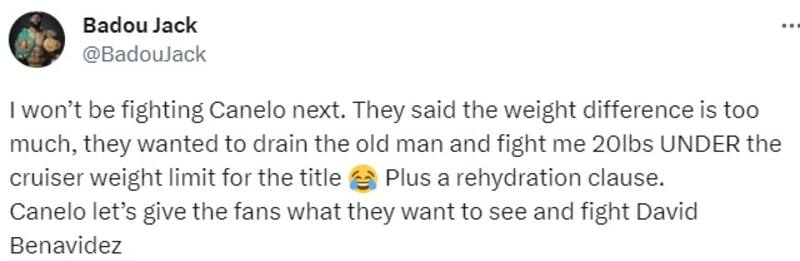 Badou Jack rechazó pelear con Canelo Álvarez. (@BadouJack)