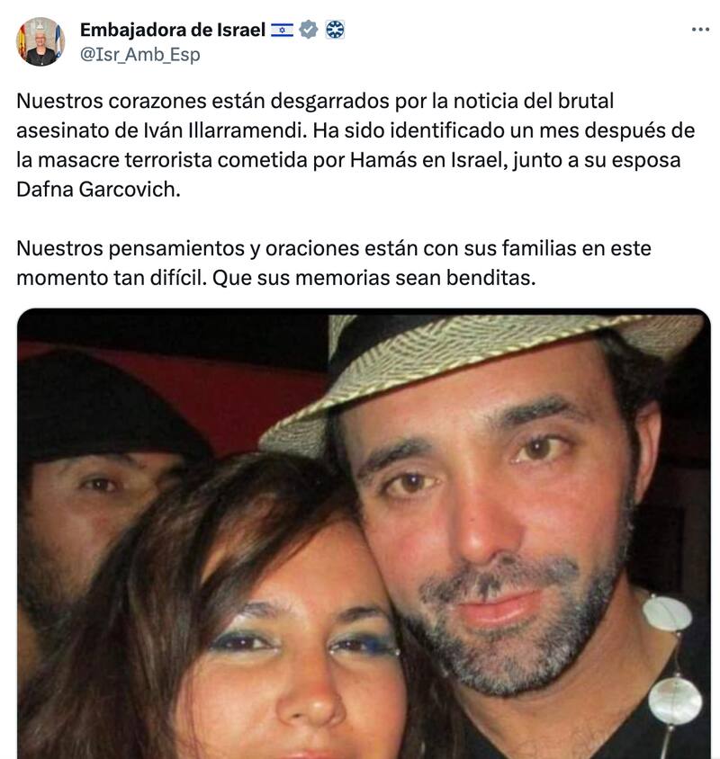 Este es el posteo de la embajadora de Israel en España.