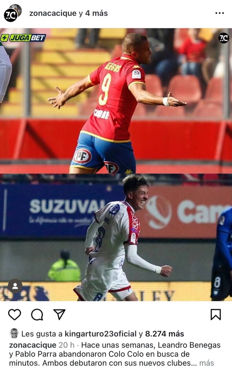 El "me gusta" de Arturo Vidal en la publicación dirigida a Pablo Parra y Leandro Benegas tras salir de Colo Colo