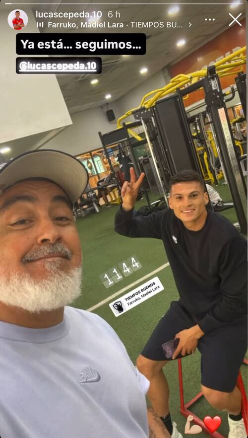 Junto al delantero colocolino. Foto: Instagram Lucas Cepeda