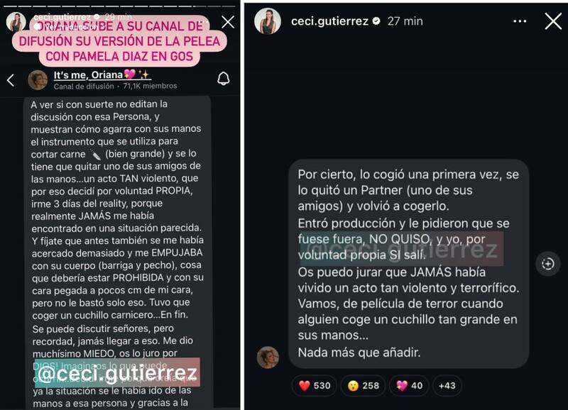 Oriana Marzoli publicó pontente mensaje en su canal de difusión en Instagram.