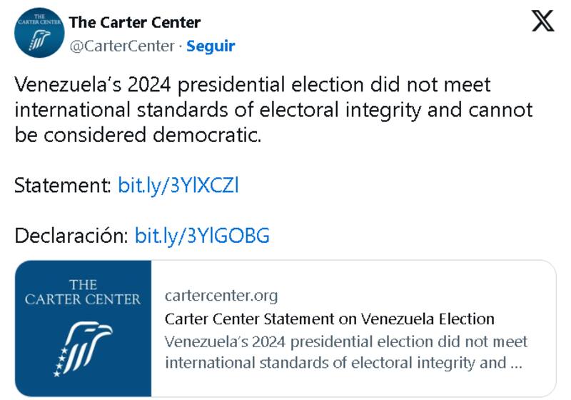 Declaraciones respecto a las elecciones en Venezuela.