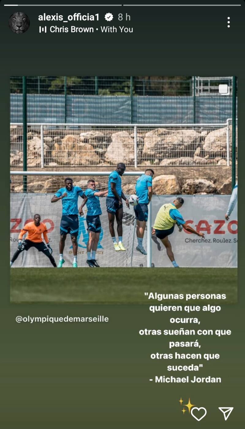 Alexis Sánchez, historia de Instagram.