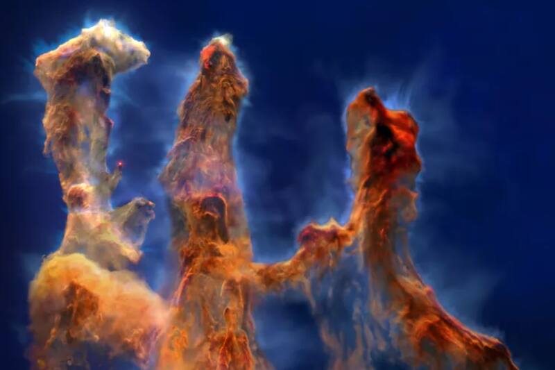 La impactante estructura está compuesta de tres columnas de gases helados.