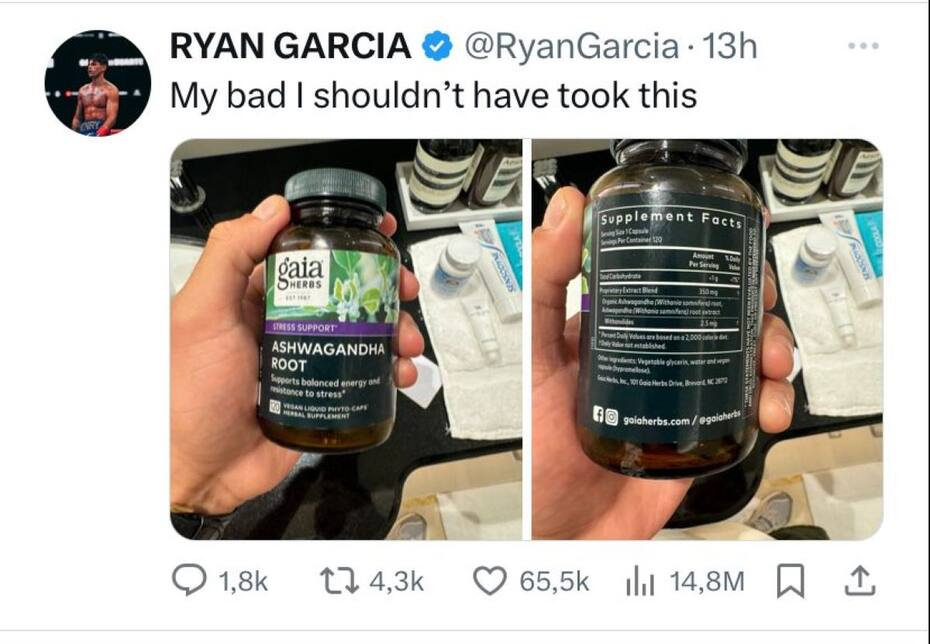 subió esta publicación a X. Créditos: @RyanGarcia/X
