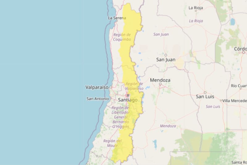 El fenómeno afectará a cinco regiones de la zona centro-sur hasta este sábado. Créditos: DMC.