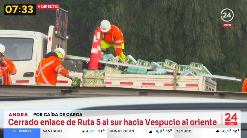 El hecho ocurrió en la Ruta 5 Sur. (Captura TVN).