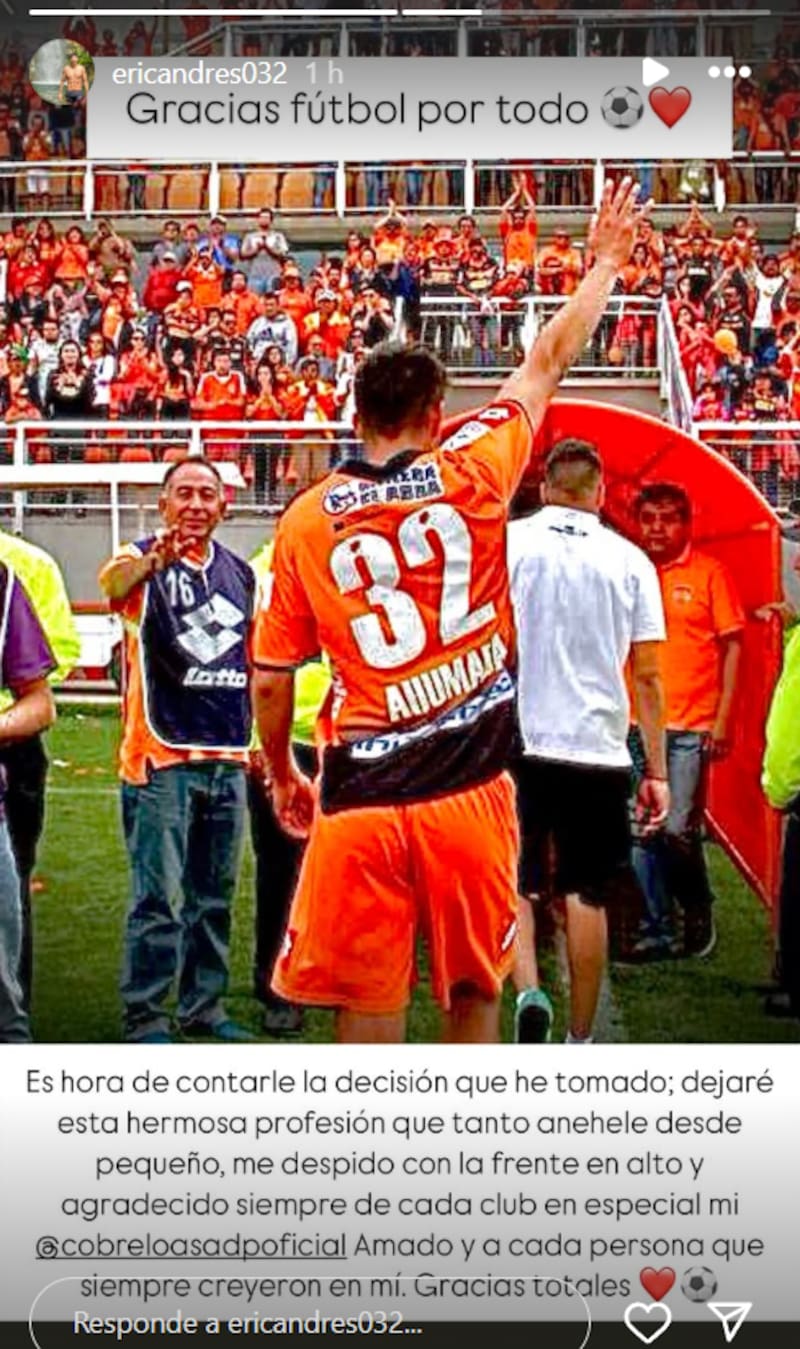 El formado en Cobreloa anunció su retiro en Instagram.