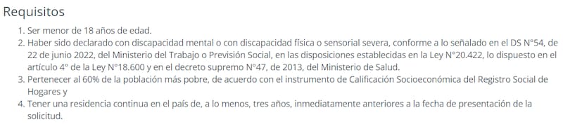 Requisitos del Subsidio de Discapacidad.