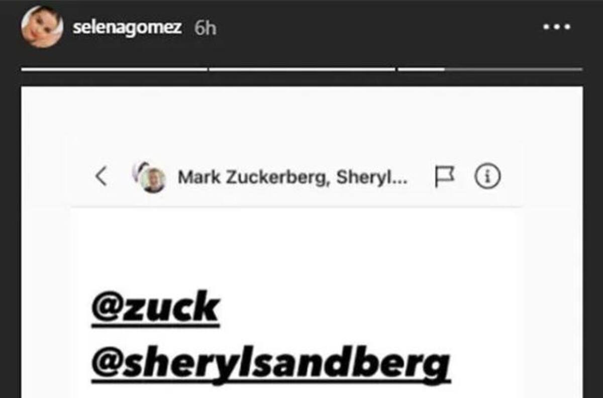Selena Gomez emplazó a Mark Zuckerberg para terminar con las fake news y el odio en Facebook