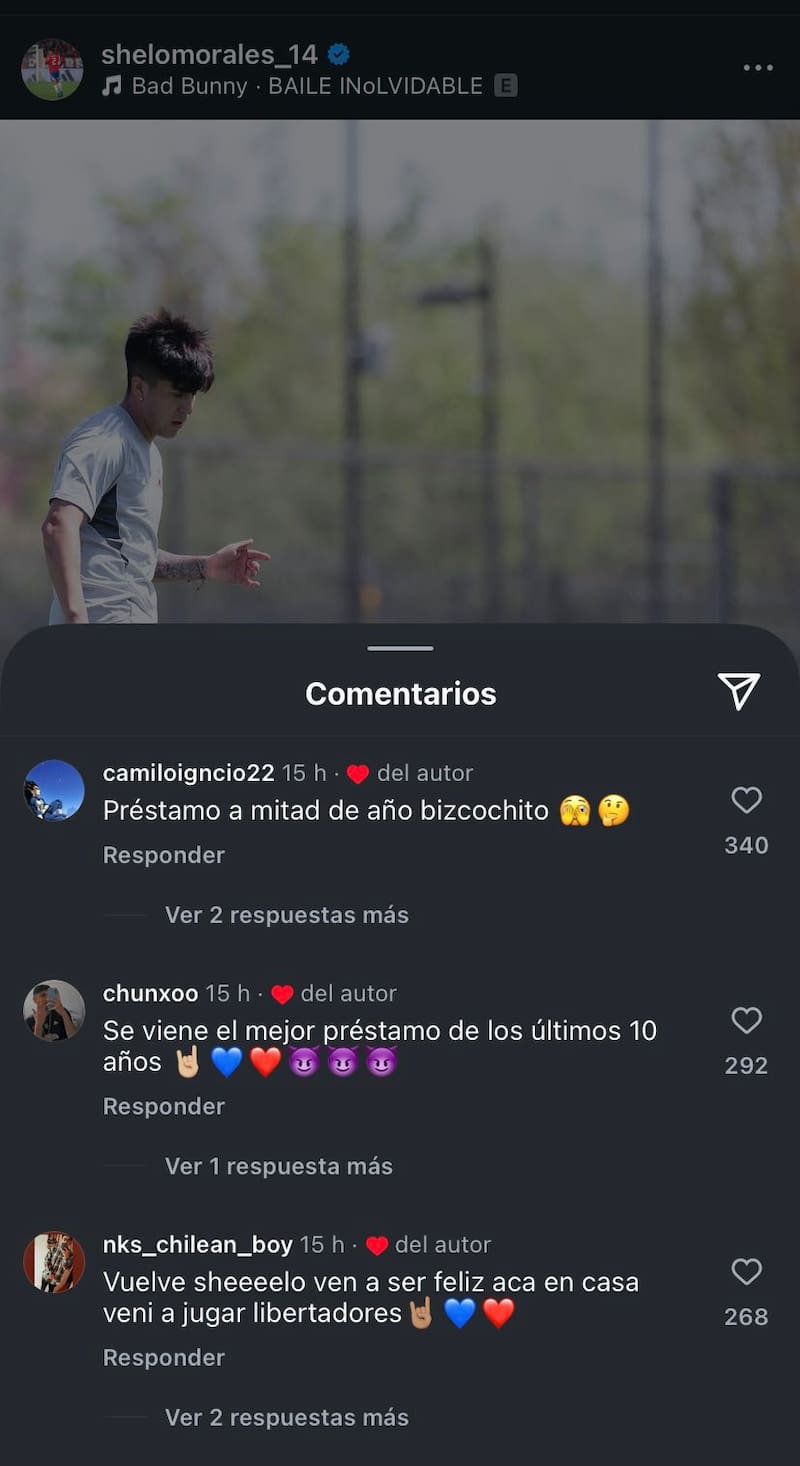 Comentarios en el Instagram del lateral.