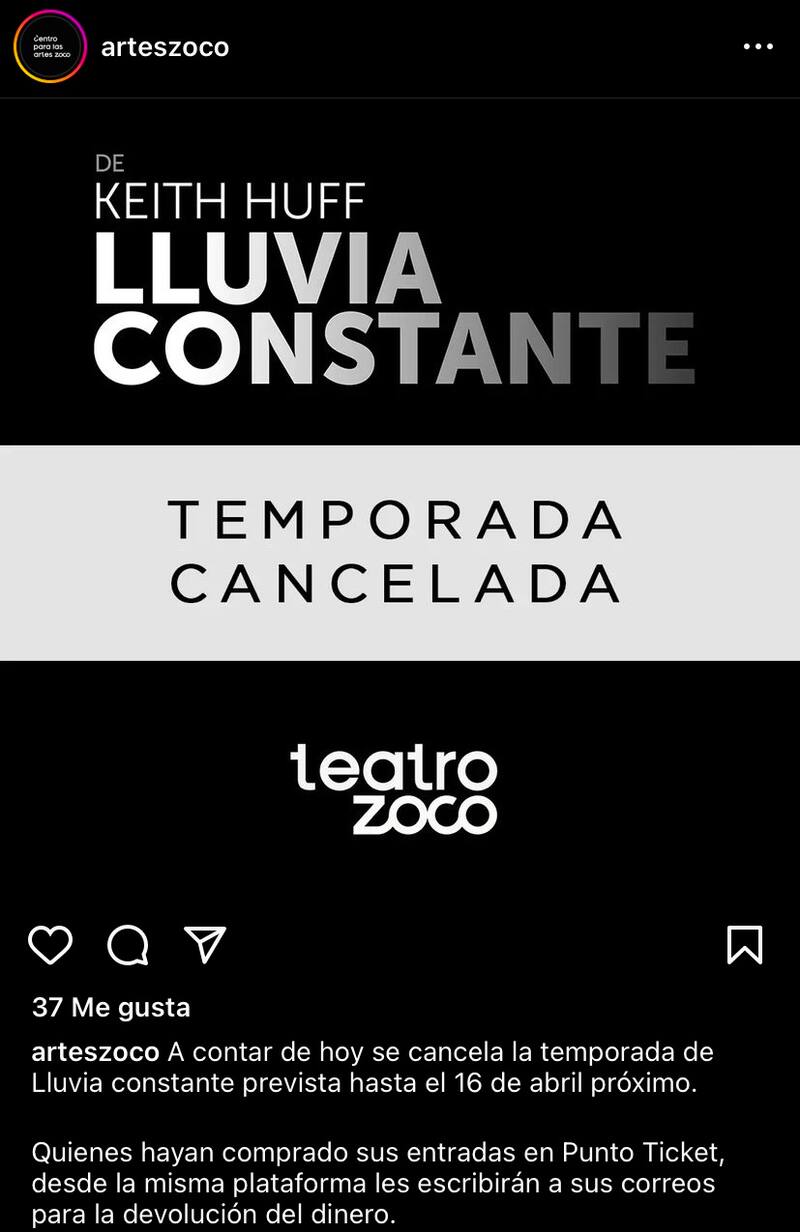 Canceló la obra "Lluvia Constante" donde participaba Willy Semler / Instagram