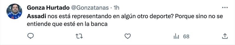 Hinchas cuestionan suplencia de Lucas Assadi.