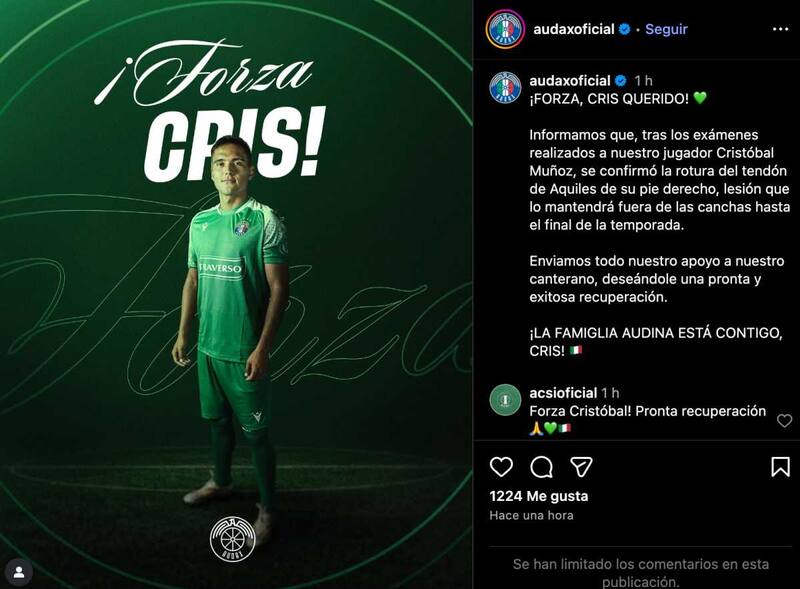 El comunicado y mensaje de apoyo que emitó Audax.